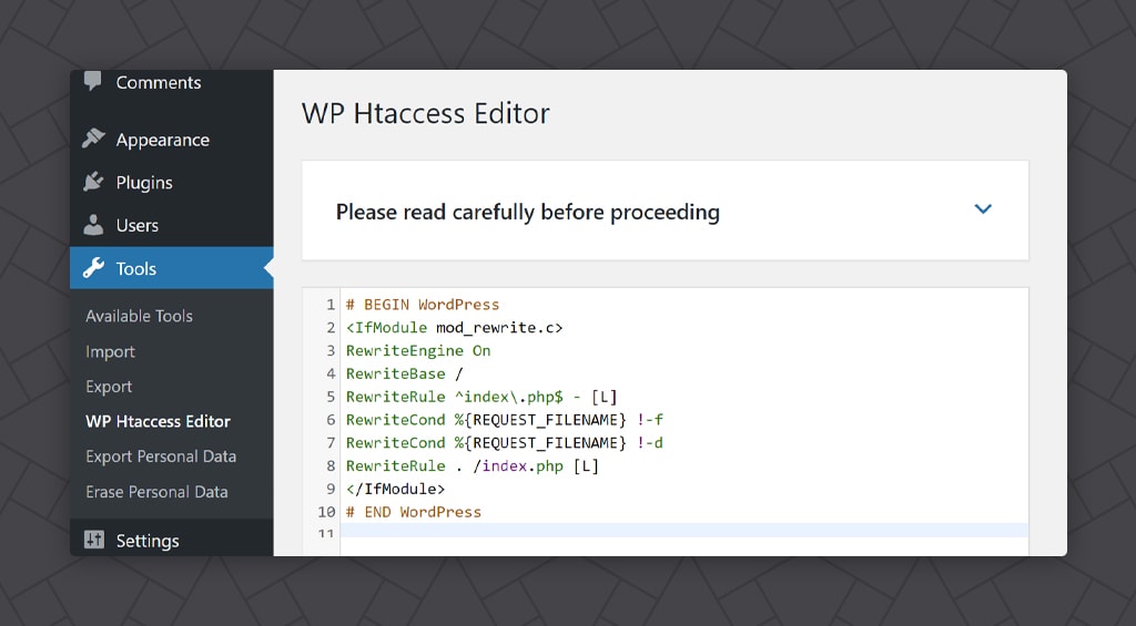Htaccess File Editor
