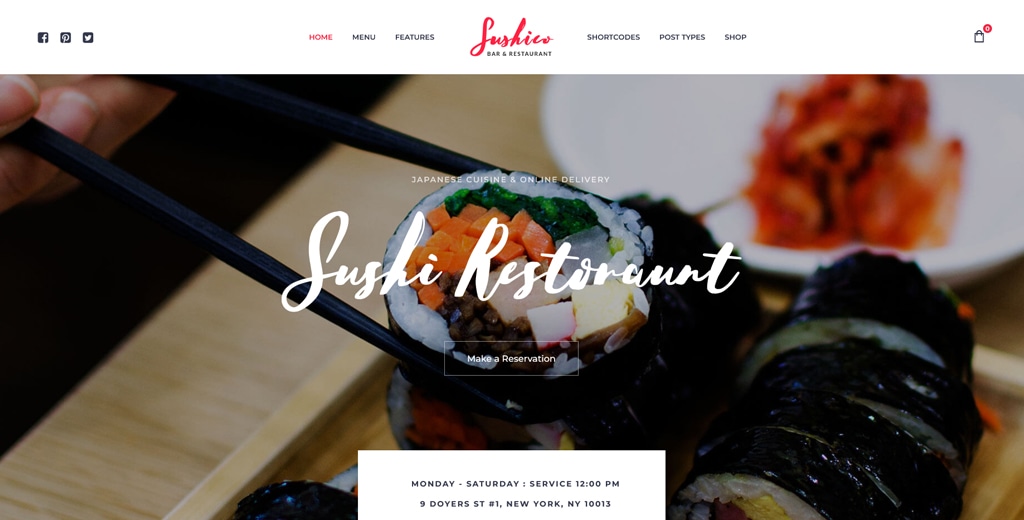 SushiCo for Best WordPress Asian Food & Sushi Themes
